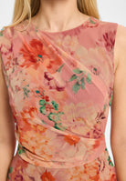 Midi Kleid aus Mesh mit Blumendruck