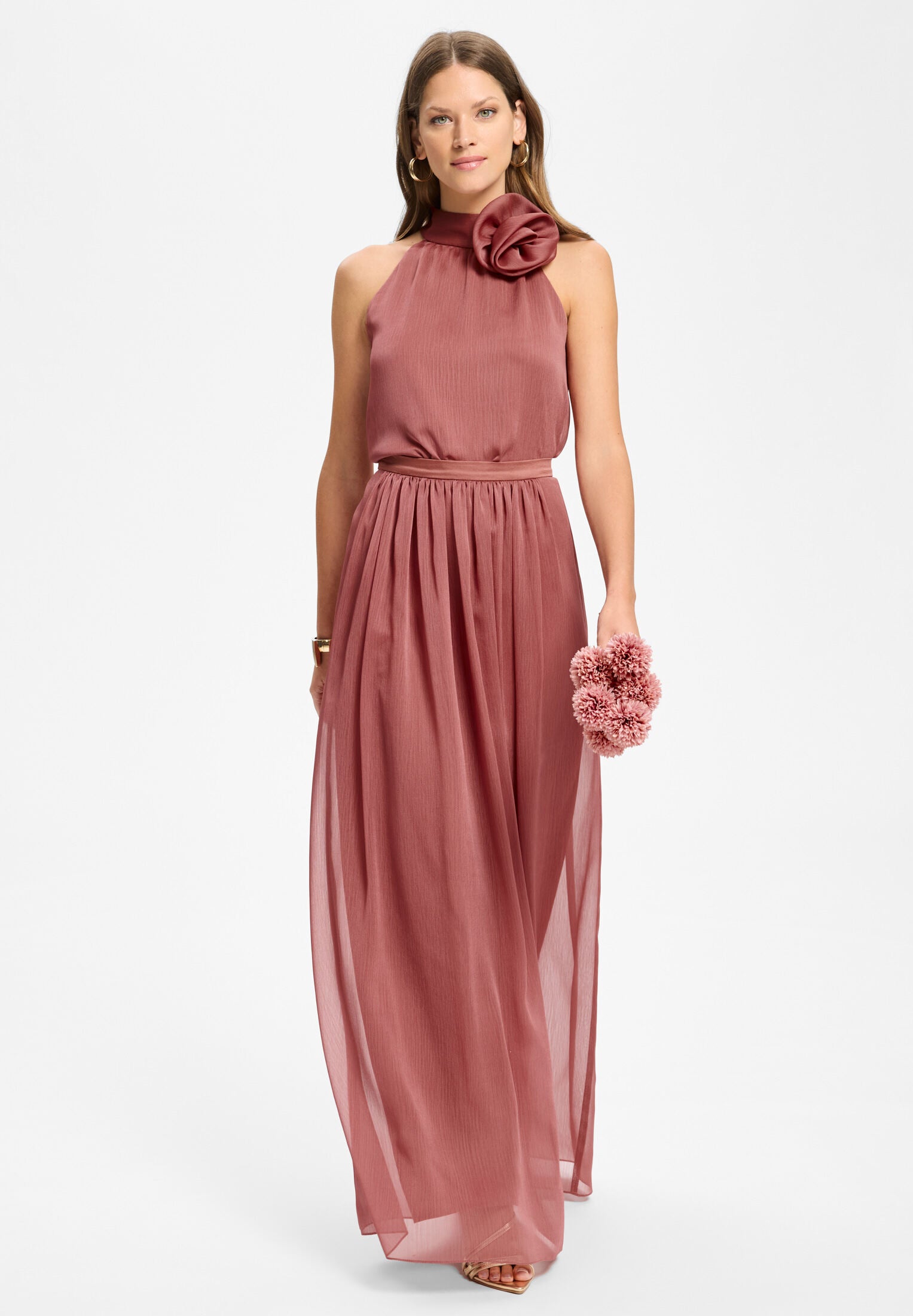 Rock aus Crinkle Chiffon blush rose