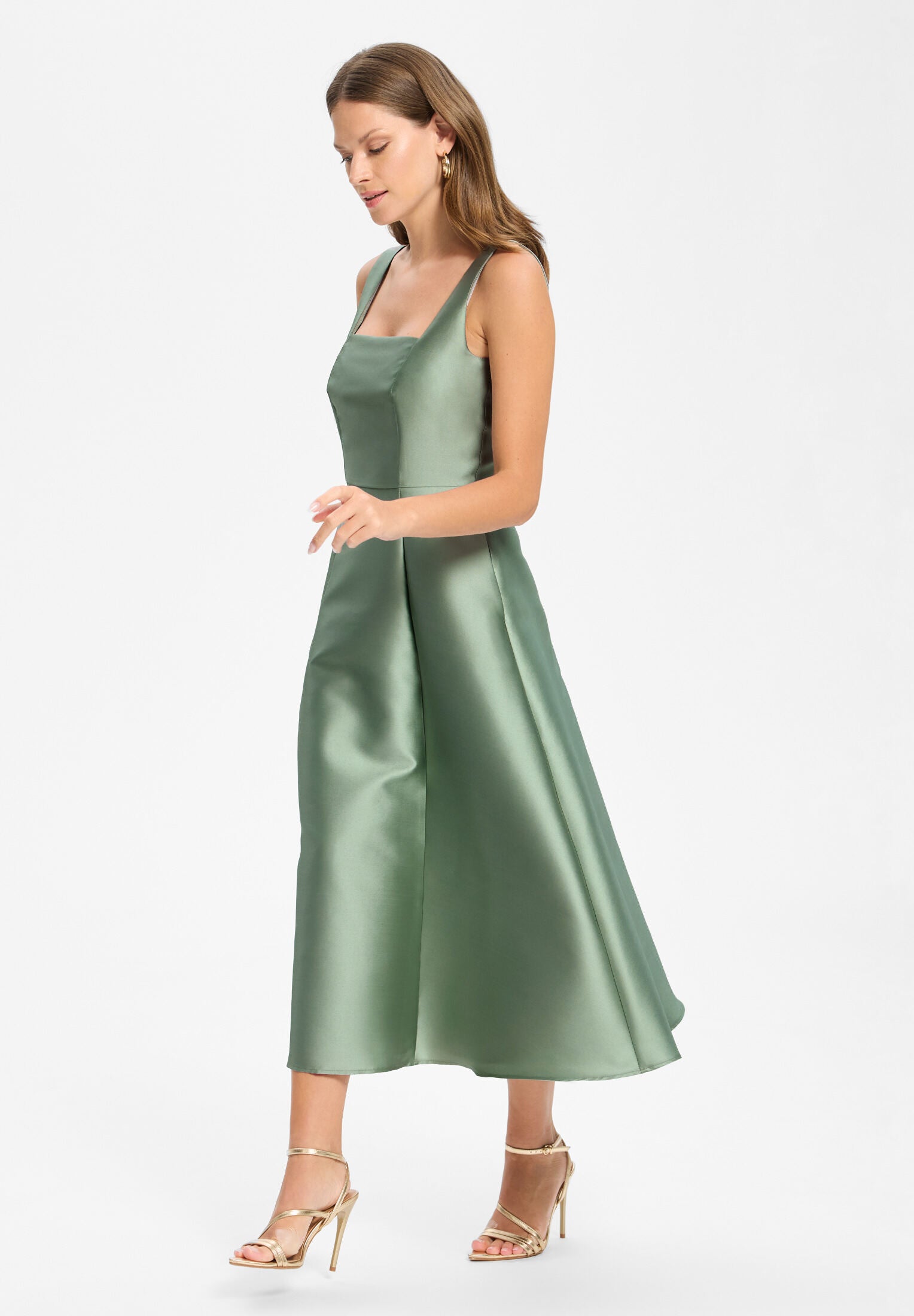 Cocktailkleid mit Karree-Ausschnitt aus Twill