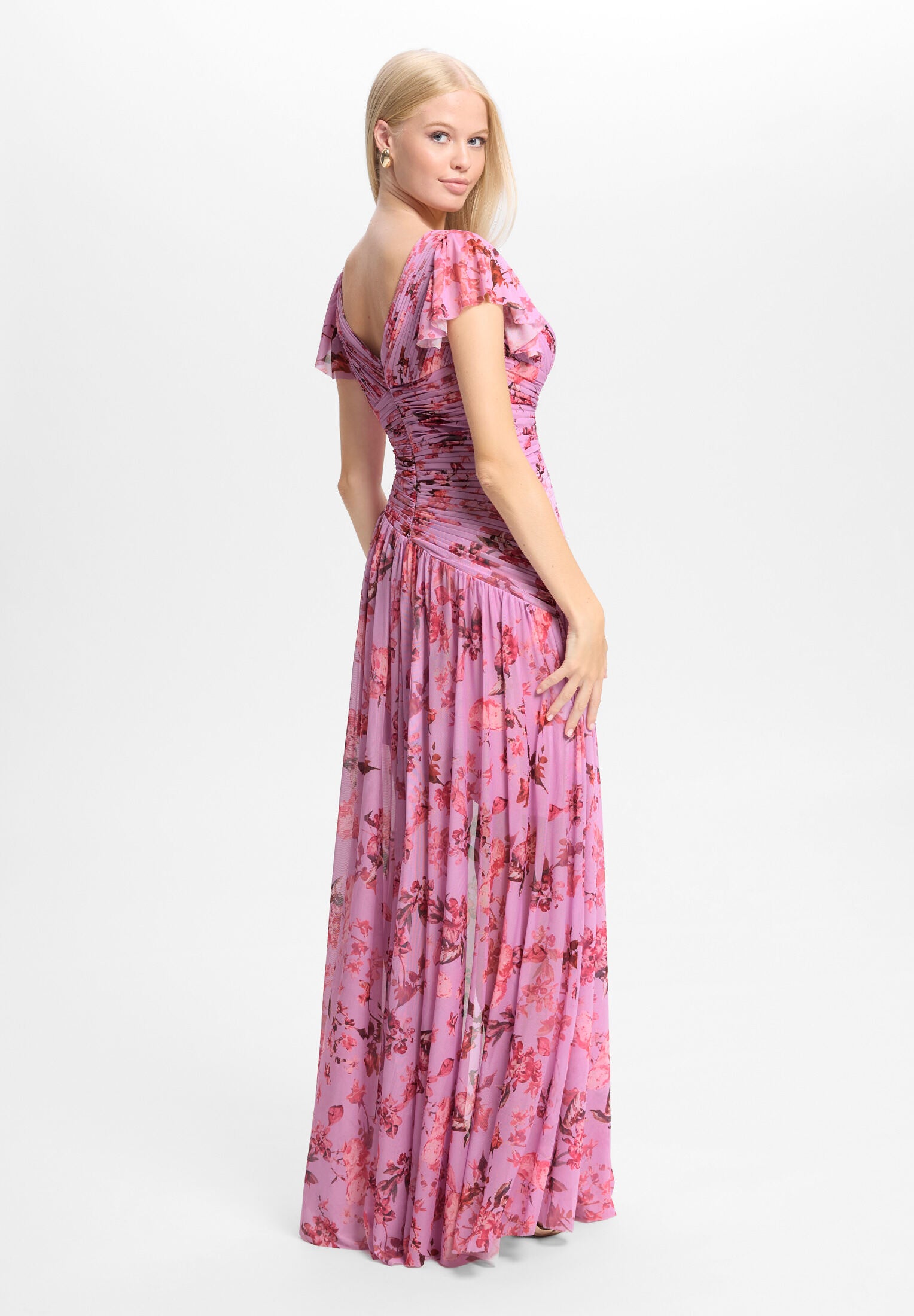 Florales Printkleid mit asymmetrischem Rock