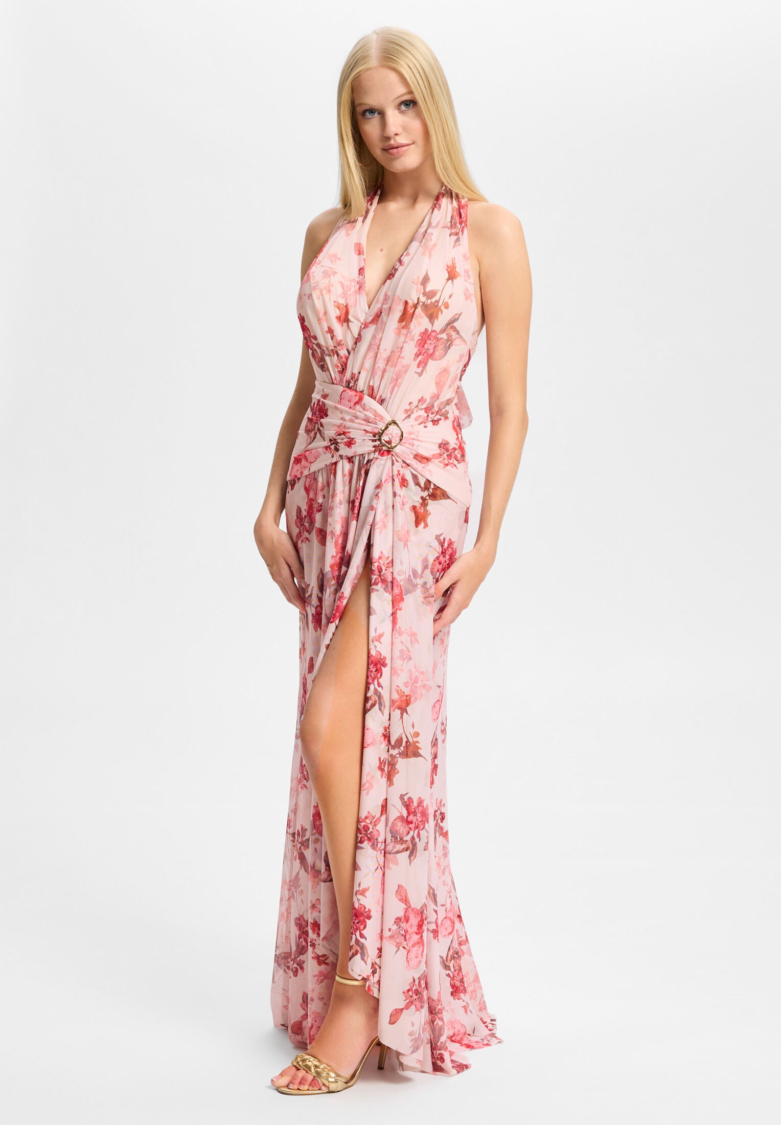 Neckholder Abendkleid mit floralem Print