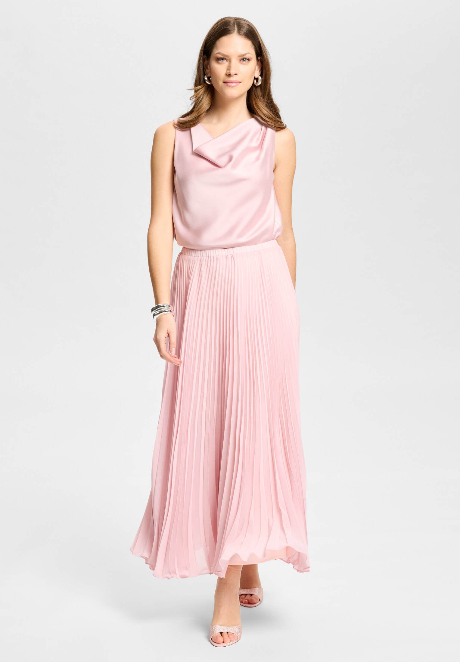Plisseerock aus Chiffon mit elastischem Bund soft pink