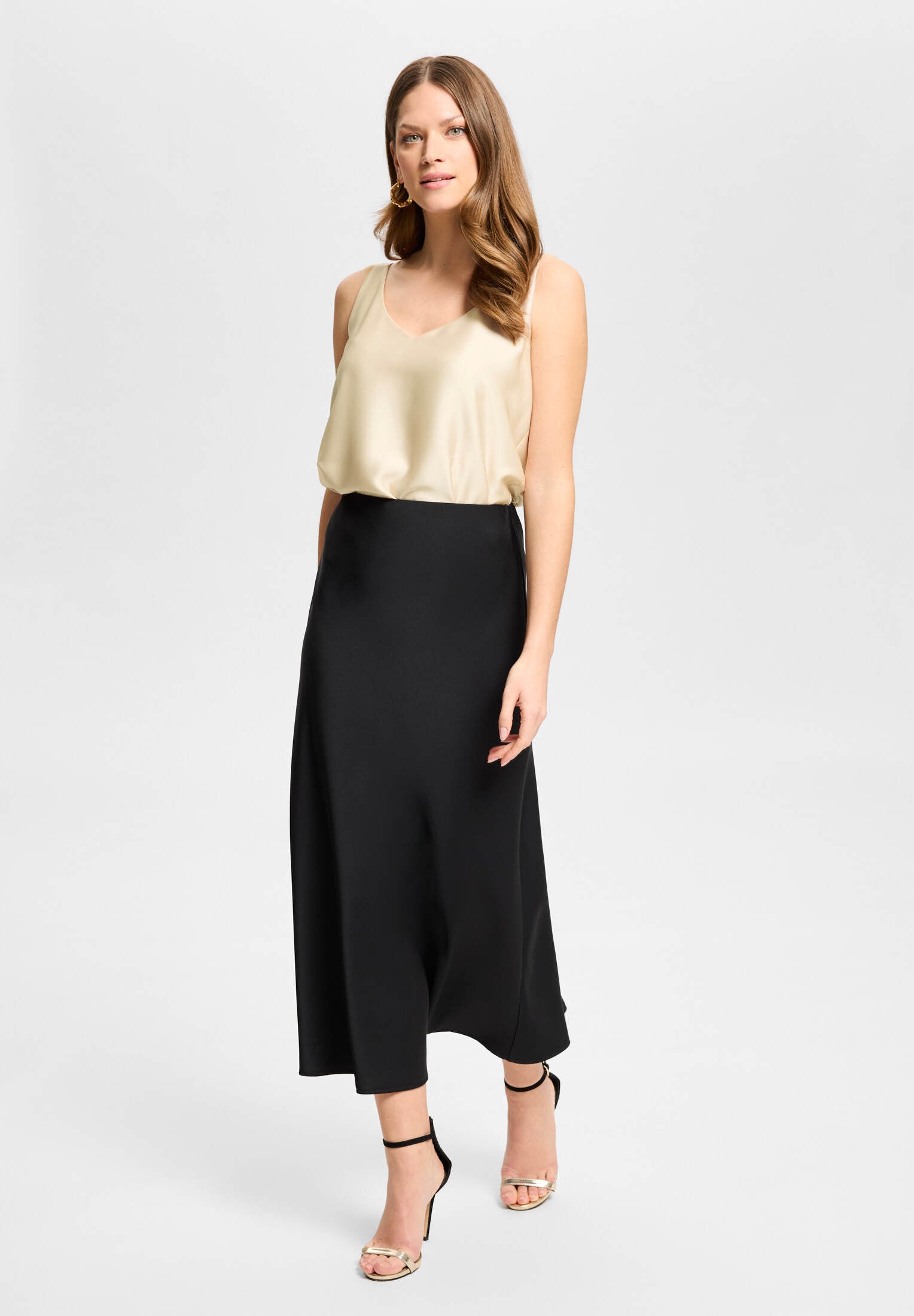 Top aus Satinchiffon champagne beige