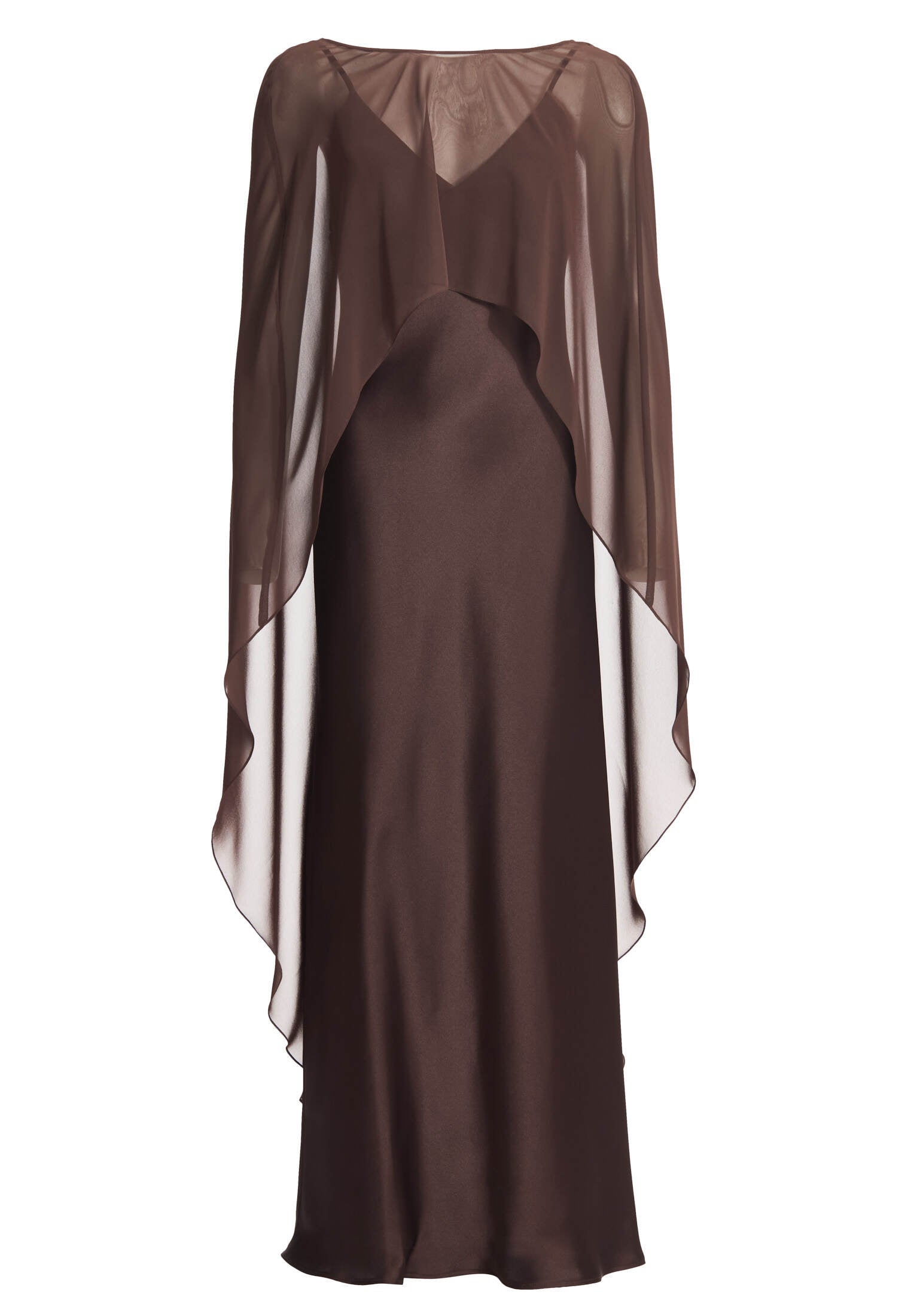 Abendkleid aus Satin mit abnehmbarem Chiffon Cape