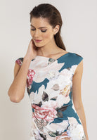 Cocktailkleid aus bedrucktem Scuba und Drapierung