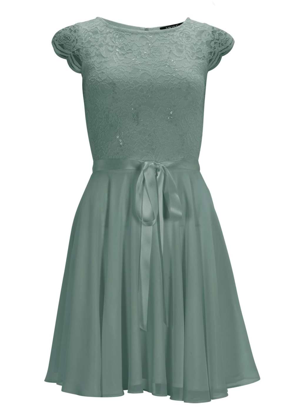 Kleid mit paillettenbesetztem Spitzenoberteil