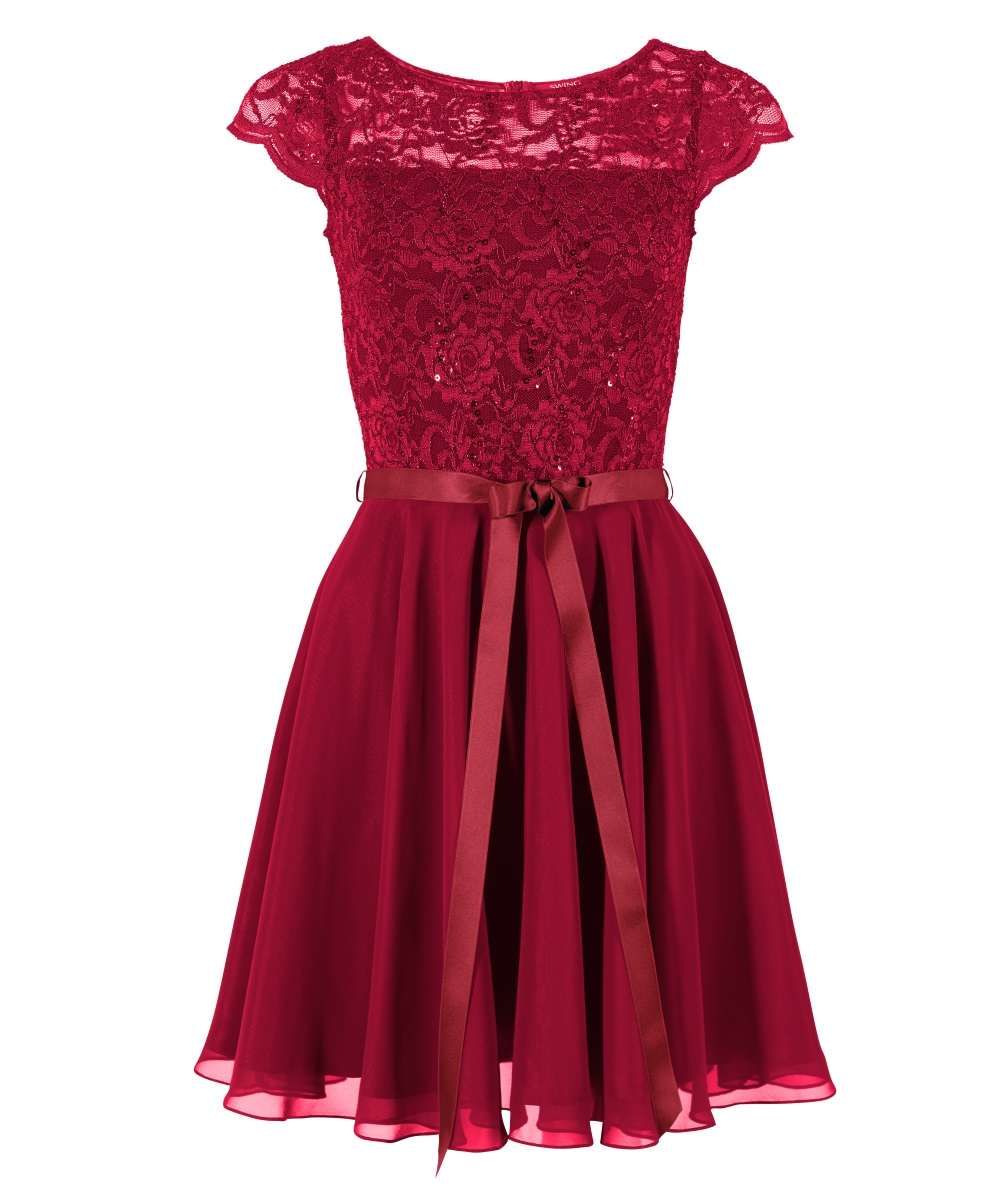 Kleid mit paillettenbesetztem Spitzenoberteil