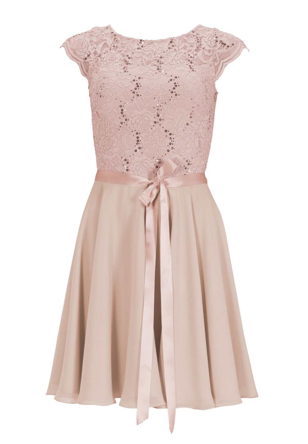 Kleid mit paillettenbesetztem Spitzenoberteil