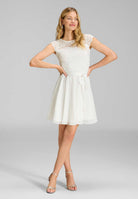 Kleid mit paillettenbesetztem Spitzenoberteil ivory