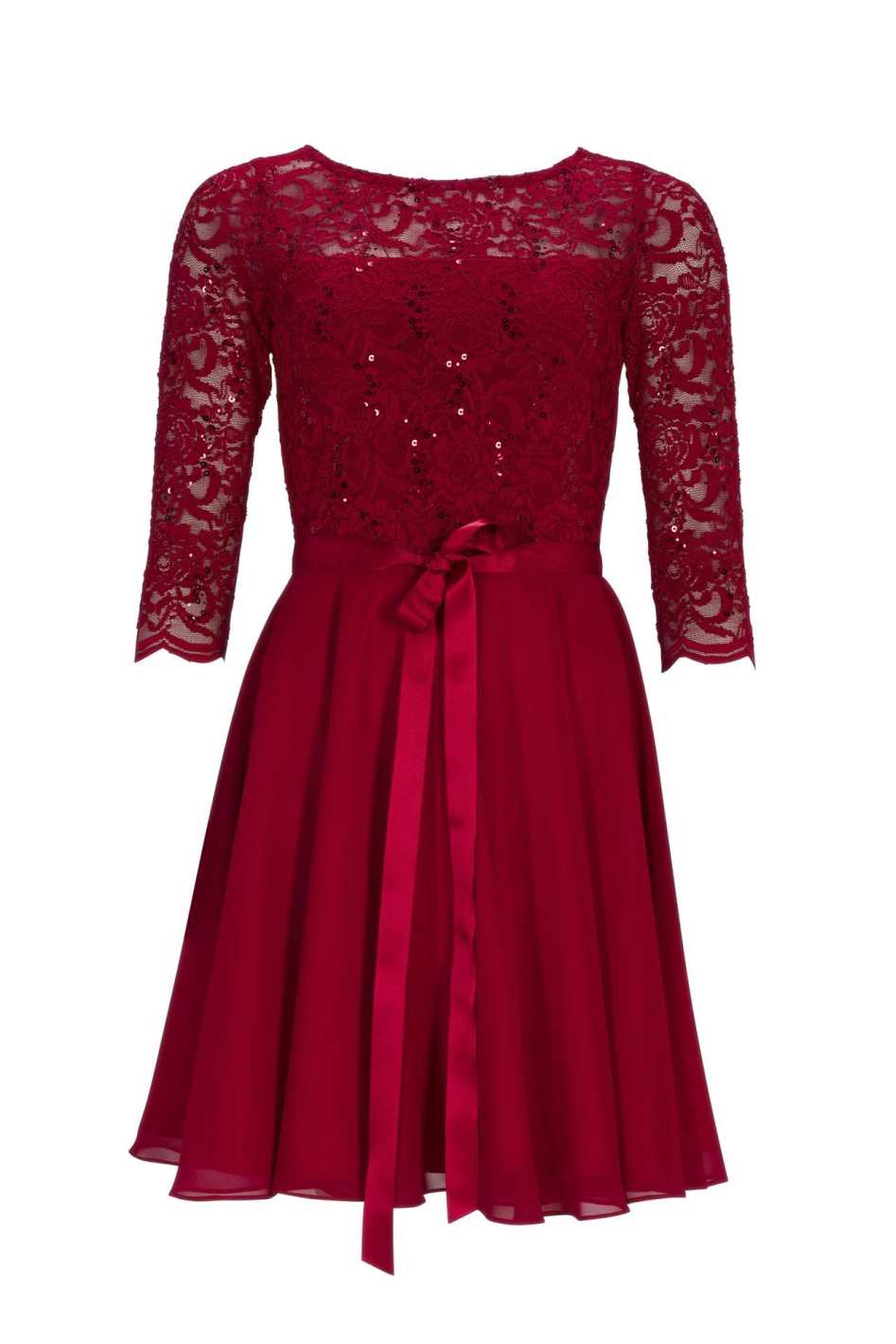 Kleid mit paillettenbesetztem Spitzenoberteil