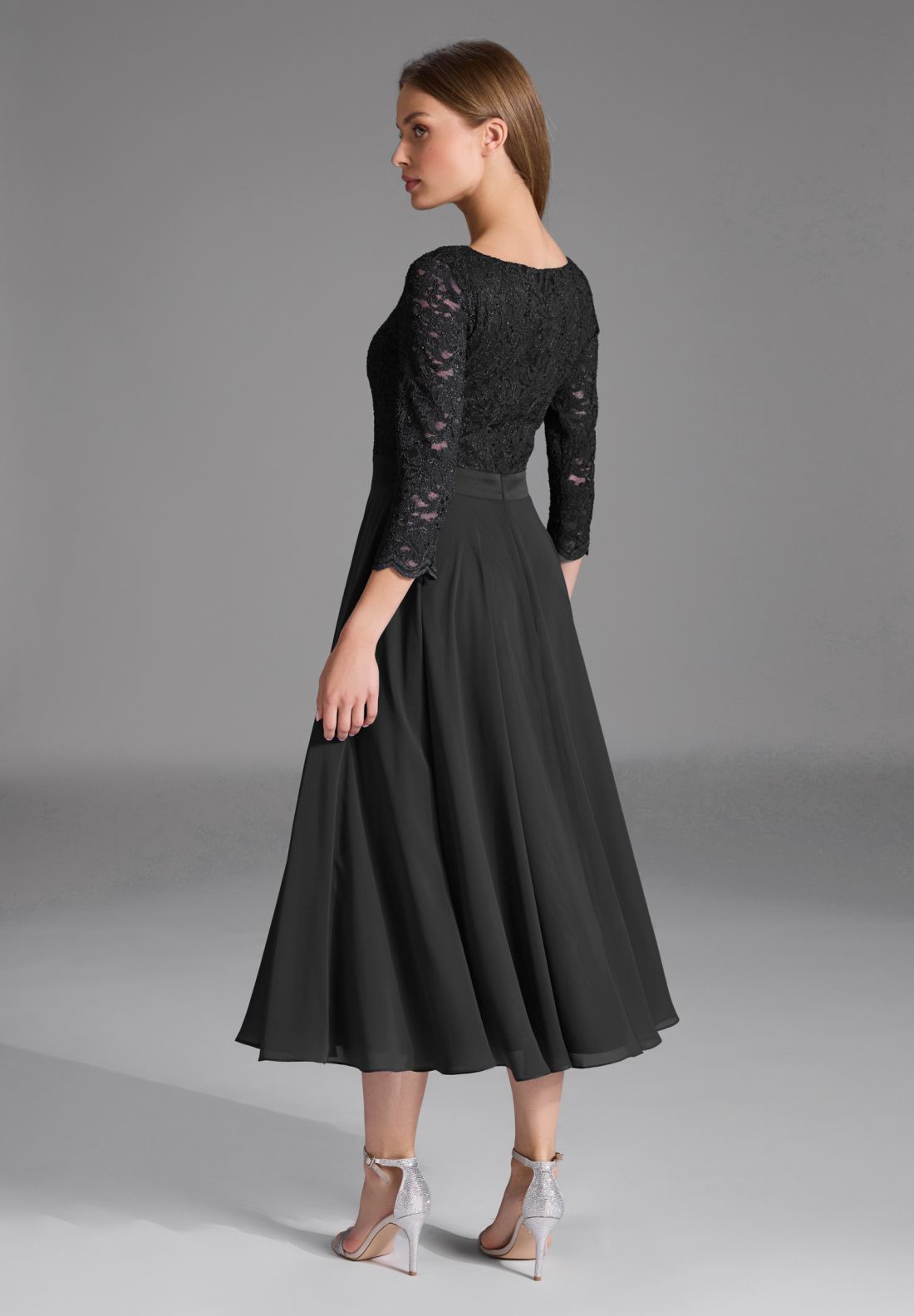 Midikleid mit fließendem Chiffon-Rock