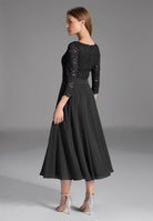 Midikleid mit fließendem Chiffon-Rock