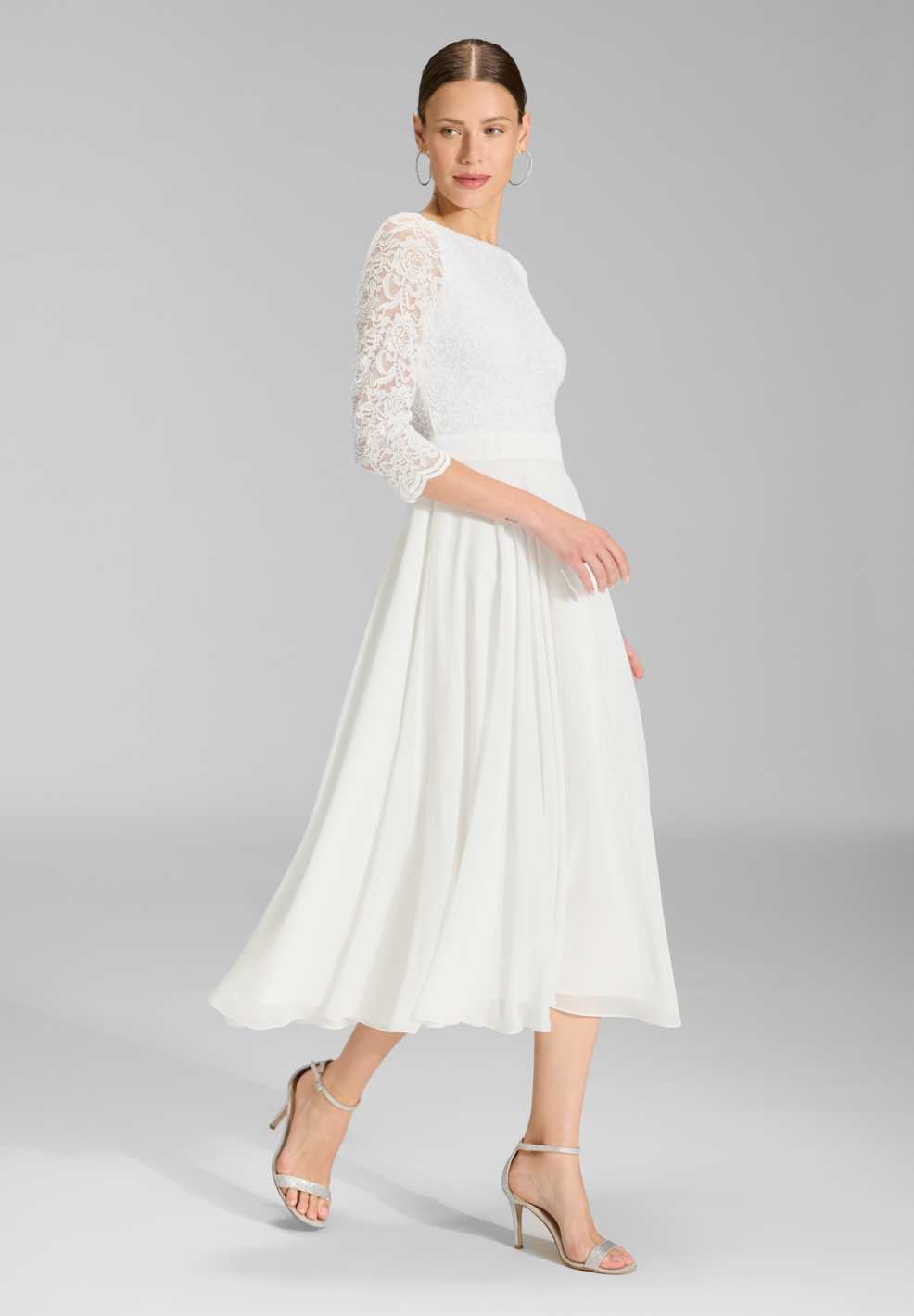 Midikleid mit fließendem Chiffon-Rock