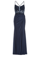 Bodycon Kleid mit Spitzenstickerei und Beinschlitz