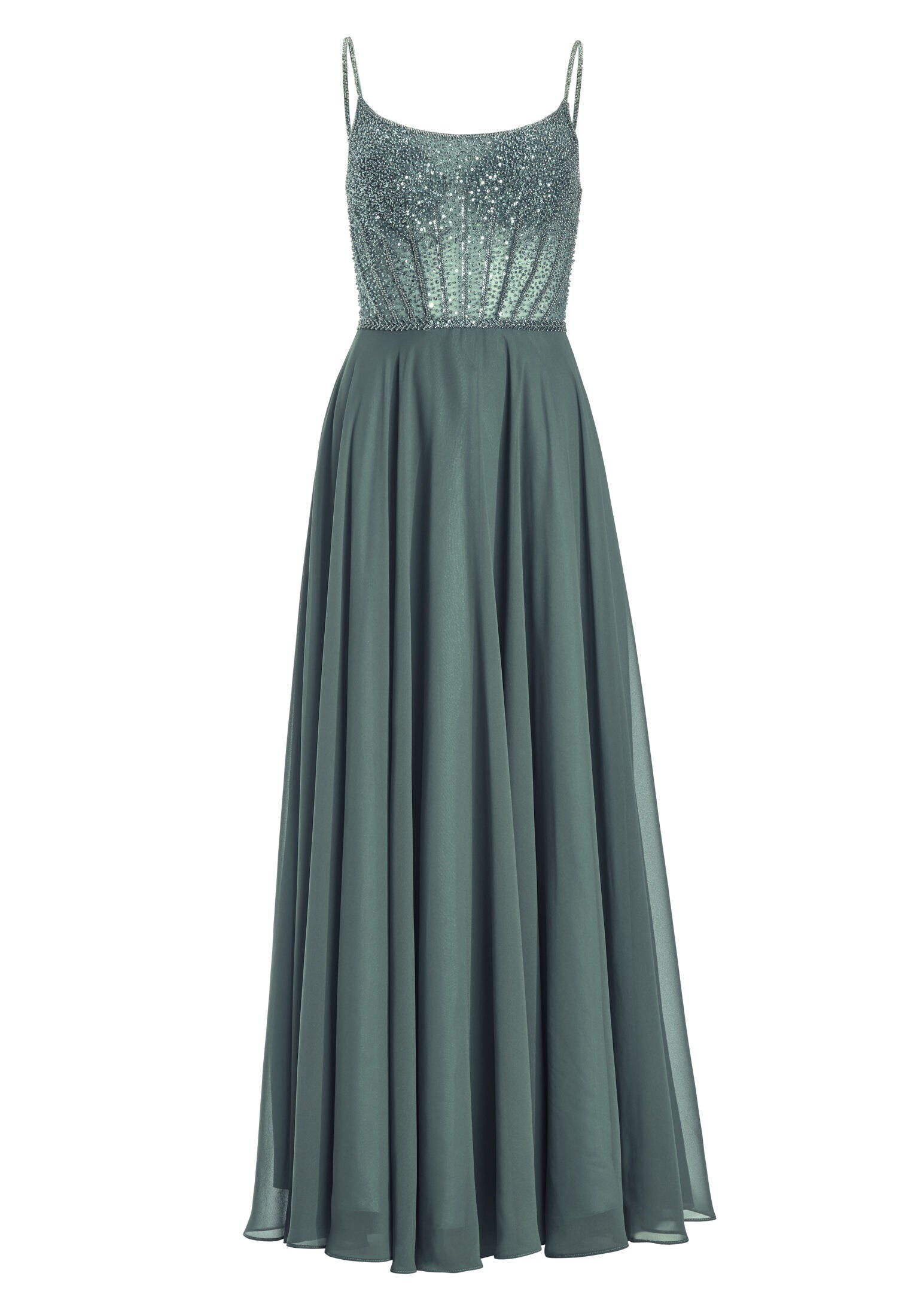 Chiffonkleid mit besticktem Top