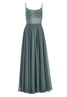 Chiffonkleid mit besticktem Top
