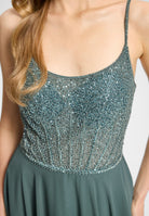 Chiffonkleid mit besticktem Top