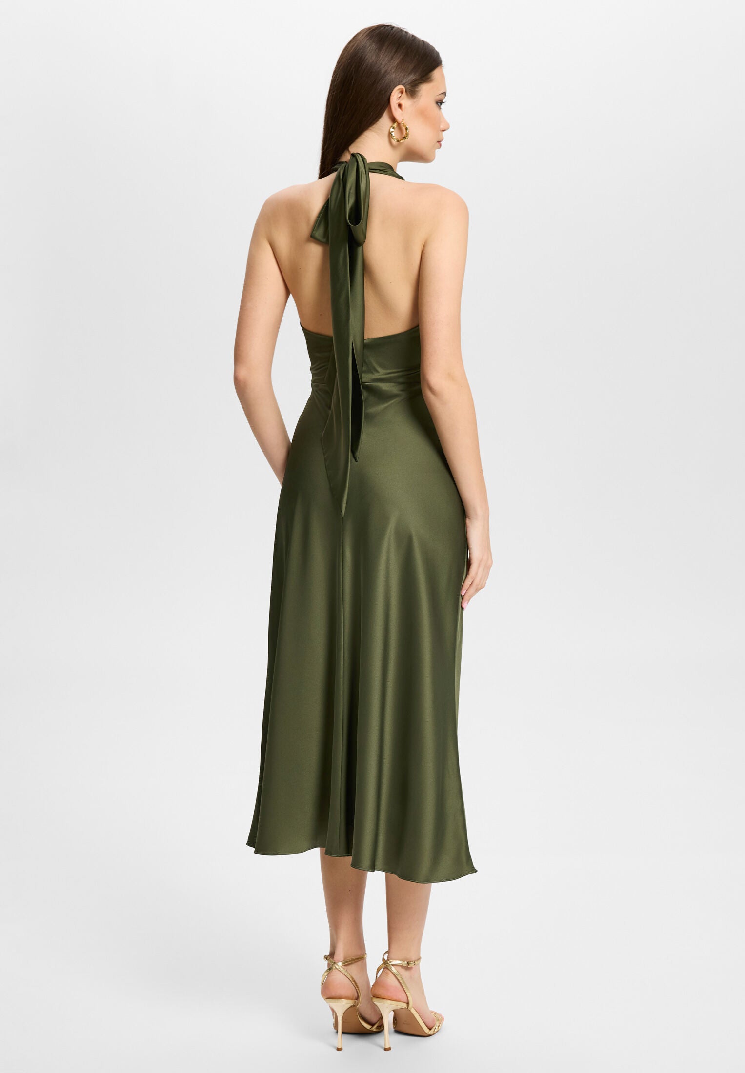 Midikleid aus Satin mit Rückenausschnitt
