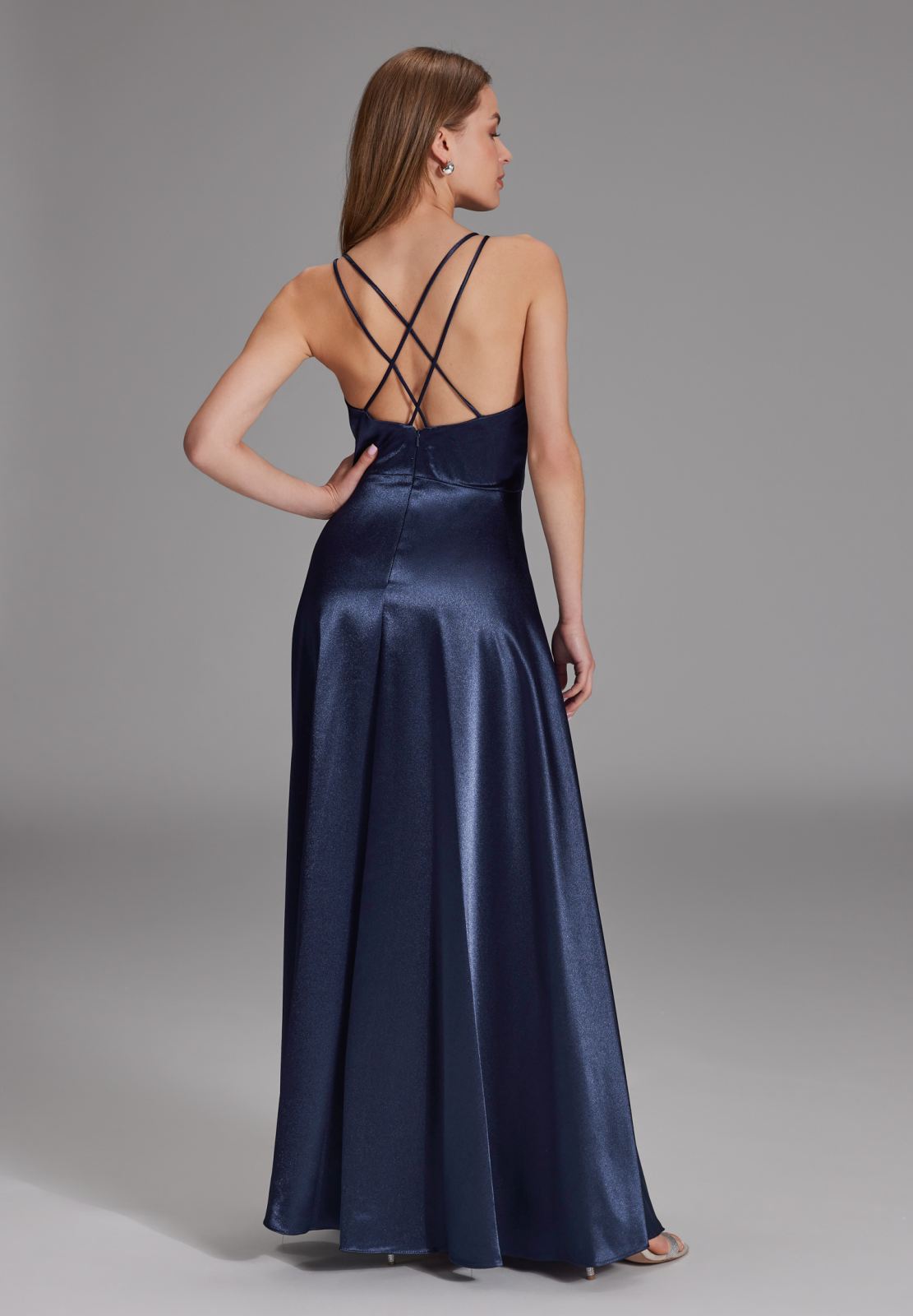 Satin-Abendkleid mit Gehschlitz