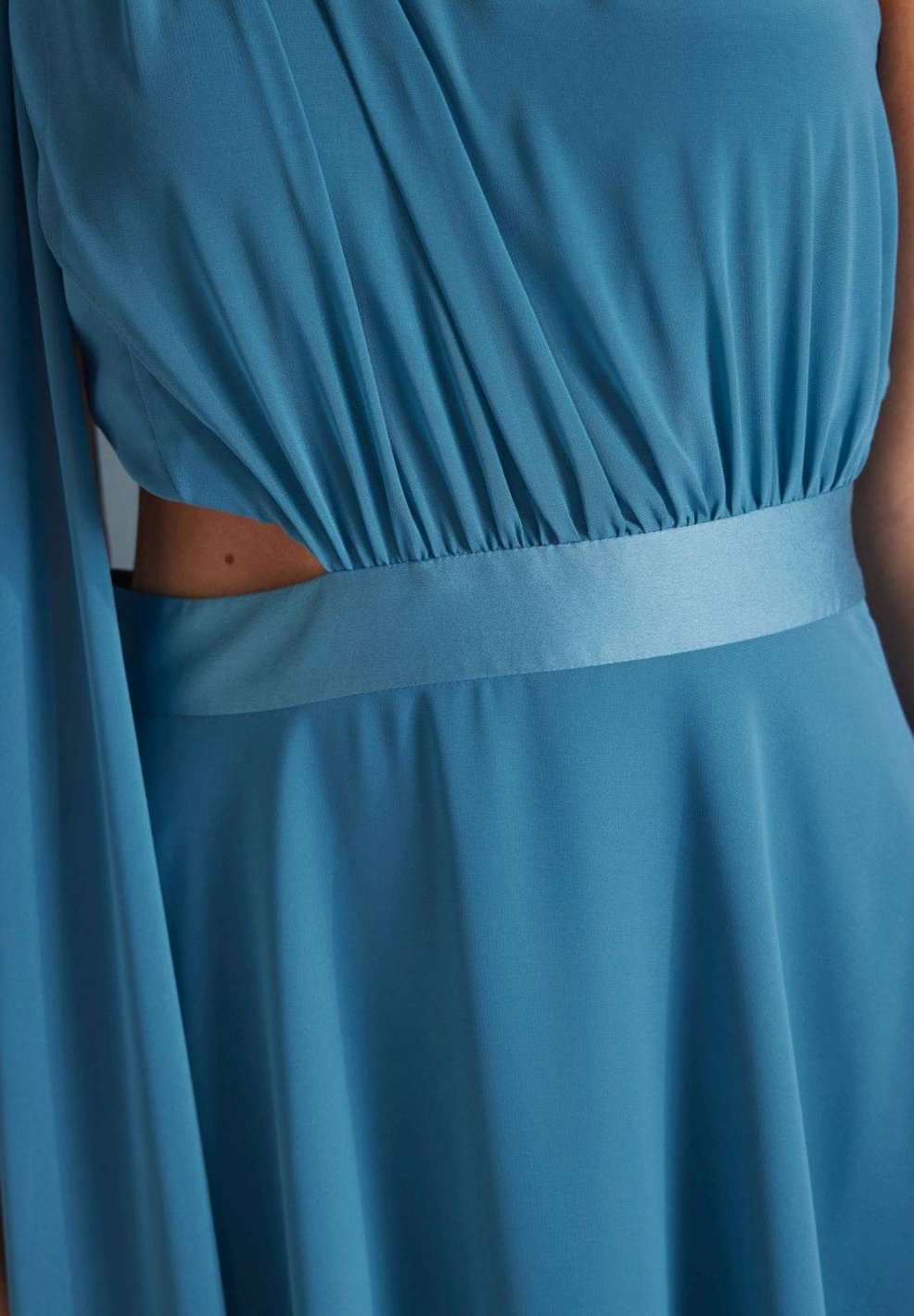 One-Shoulder-Maxikleid aus nachhaltigem Chiffon