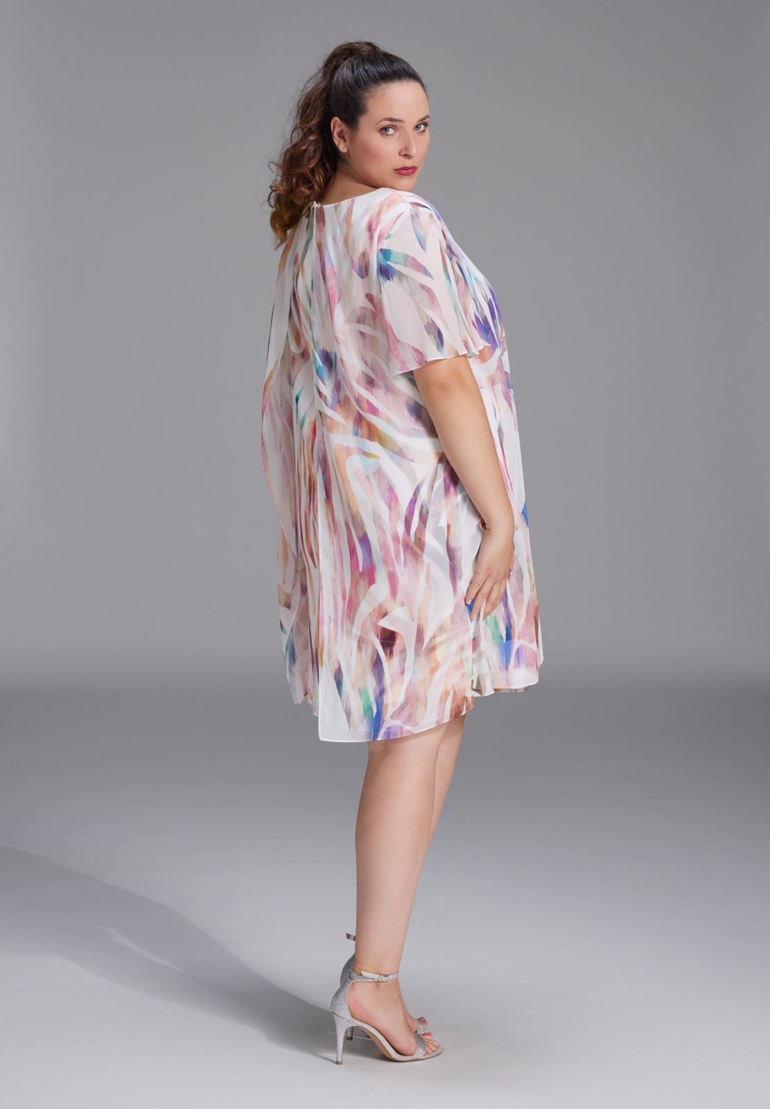 Tageskleid im Lagenlook aus Crinkle Chiffon mit Animal Print