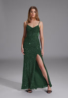 Slipdress mit transparenter Rückenpartie pine green