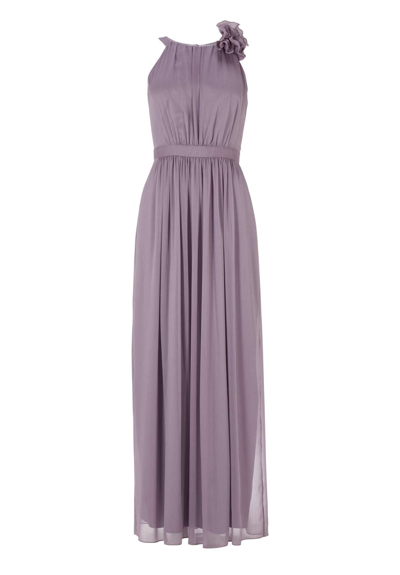 Abendkleid aus Crinkle Chiffon mit dekorativer Blüte