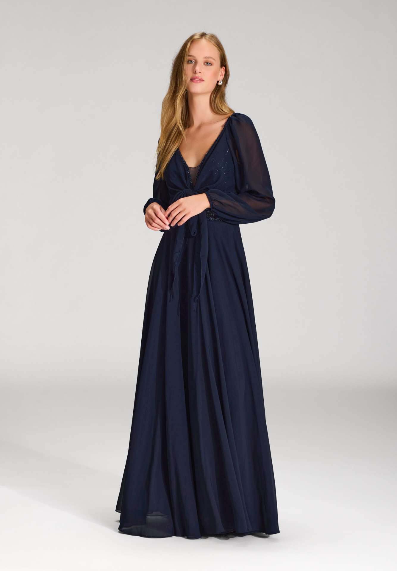 Wickelbolero mit langen Ärmeln navy