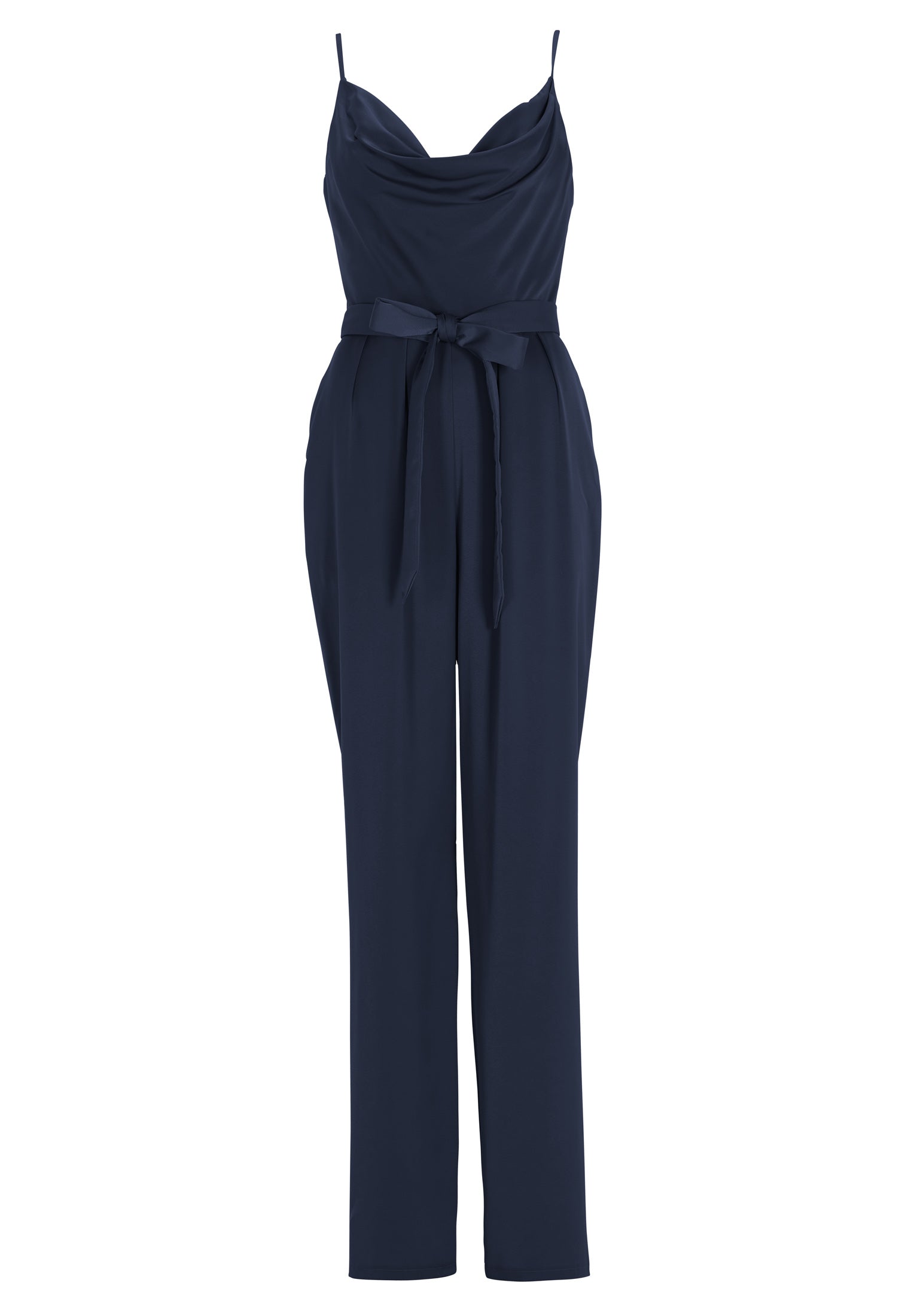Satin Jumpsuit mit Bindegürtel