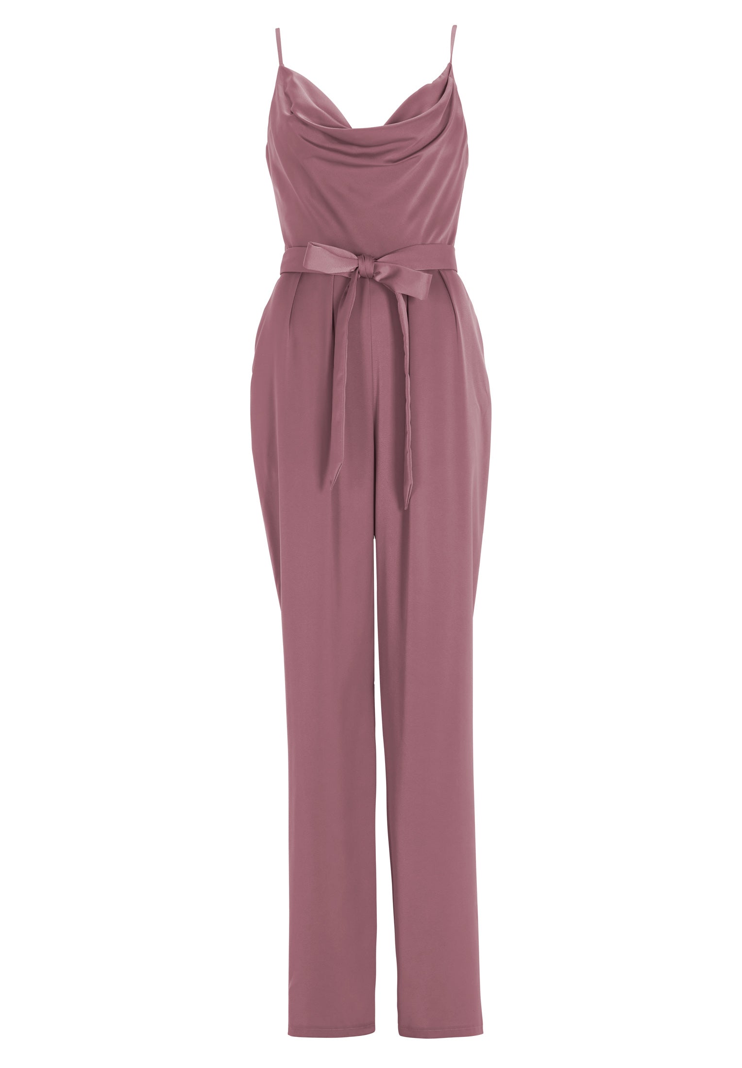 Satin Jumpsuit mit Bindegürtel