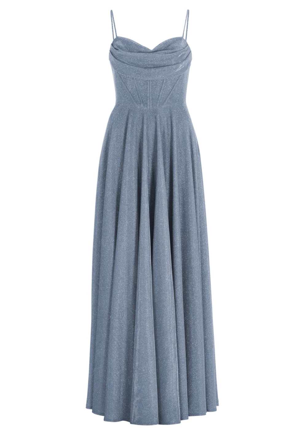 Schimmerndes Abendkleid mit Drapierung