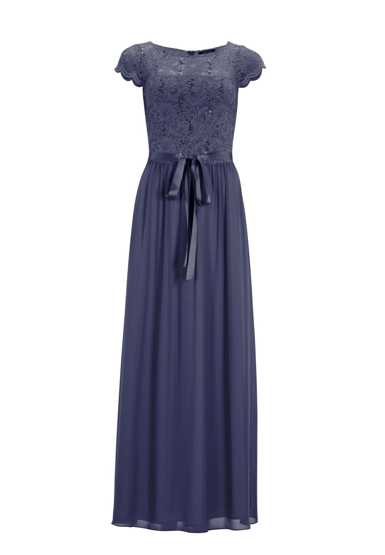 Abendkleid aus Chiffon mit paillettenbesetztem Spitzenoberteil