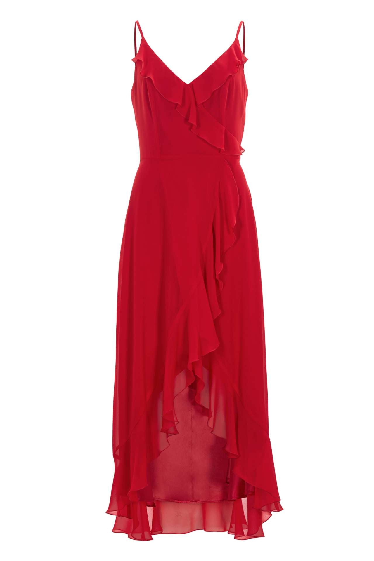 Abendkleid aus Chiffon Vokuhila Saum und Volants