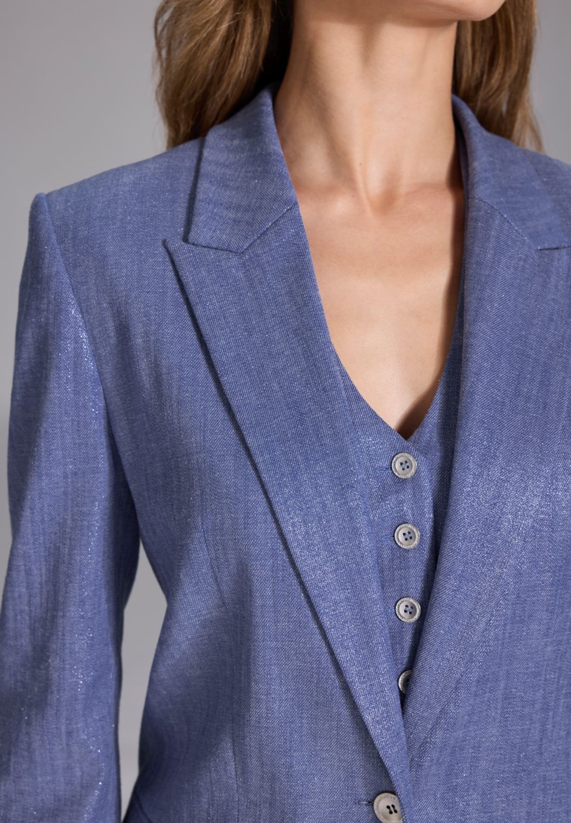 Oversized Blazer aus glänzendem Denim