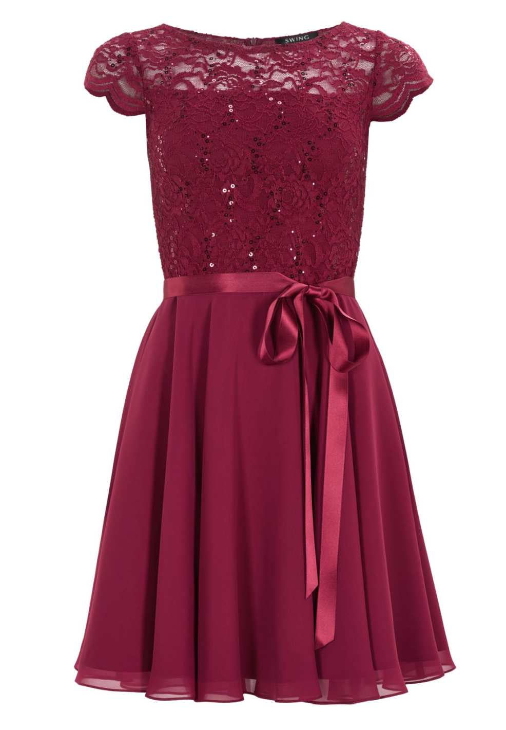 Kleid mit paillettenbesetztem Spitzenoberteil