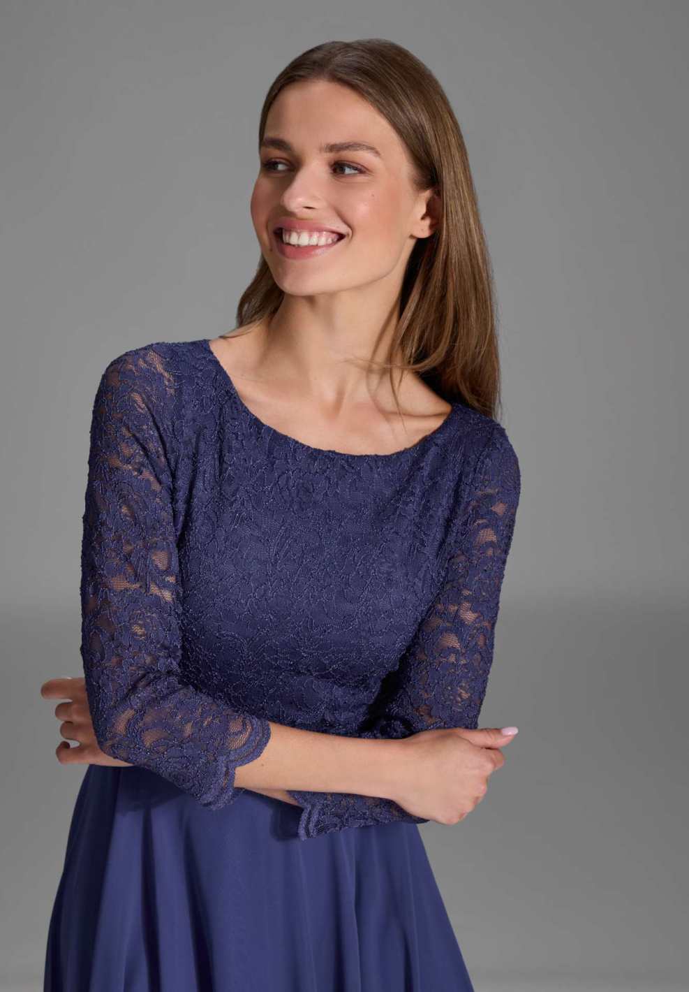 Midikleid mit fließendem Chiffon-Rock