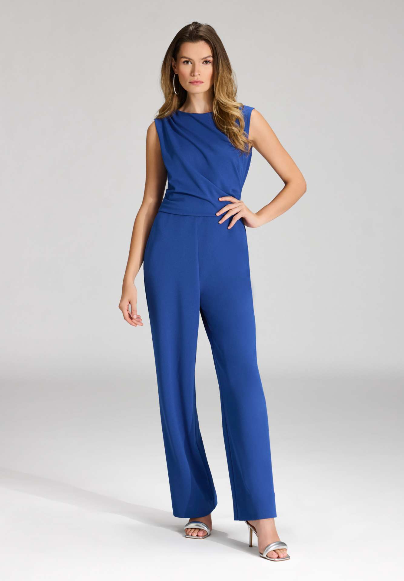 Jumpsuit aus Crepe Jersey mit Drapierung royal blue