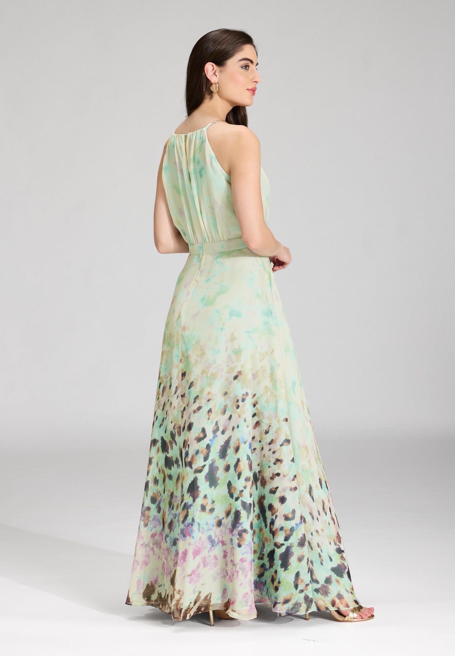 Abendkleid aus Chiffon mit Animal Print