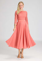 Midikleid mit fließendem Chiffon-Rock terracotta