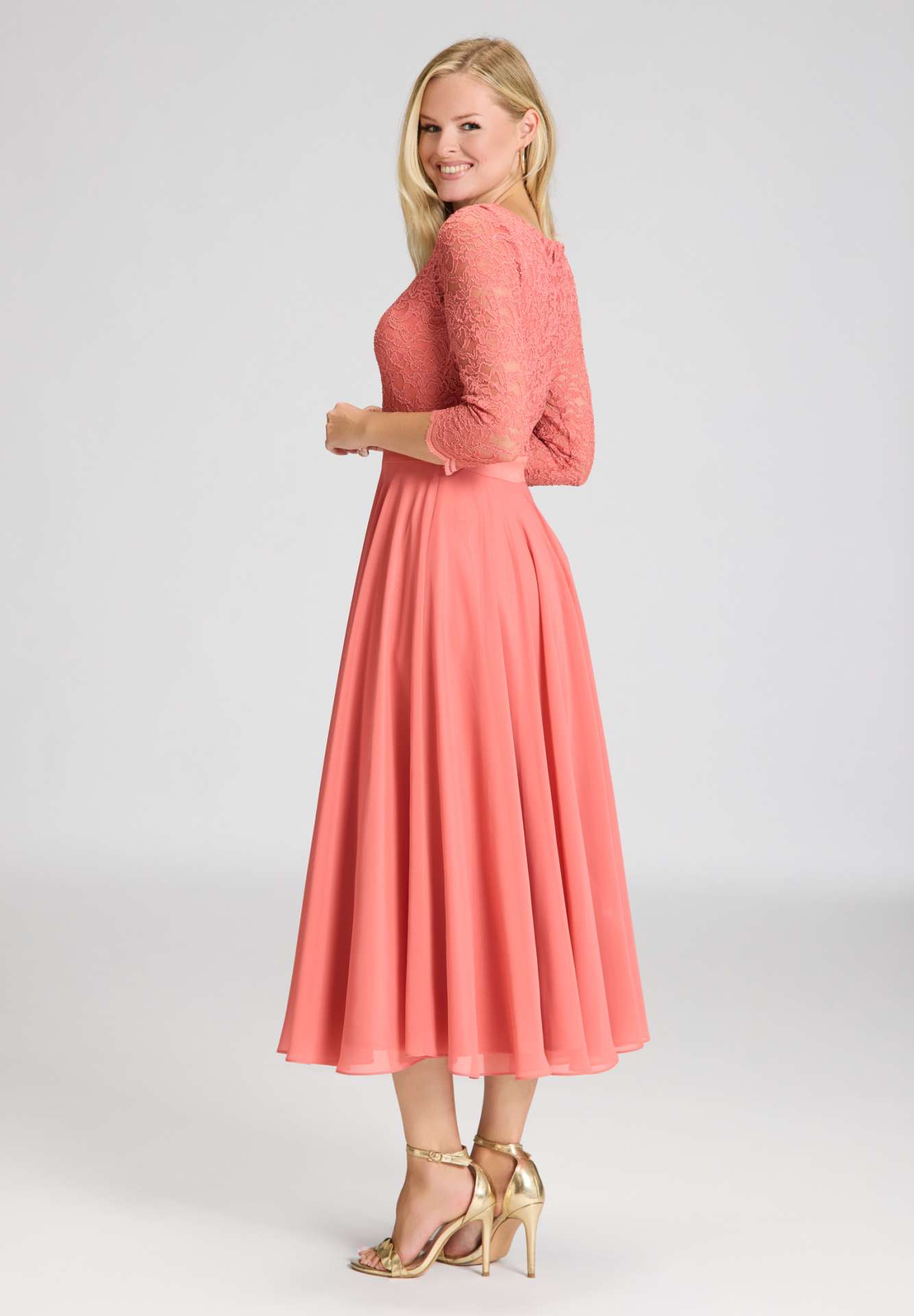 Midikleid mit fließendem Chiffon-Rock