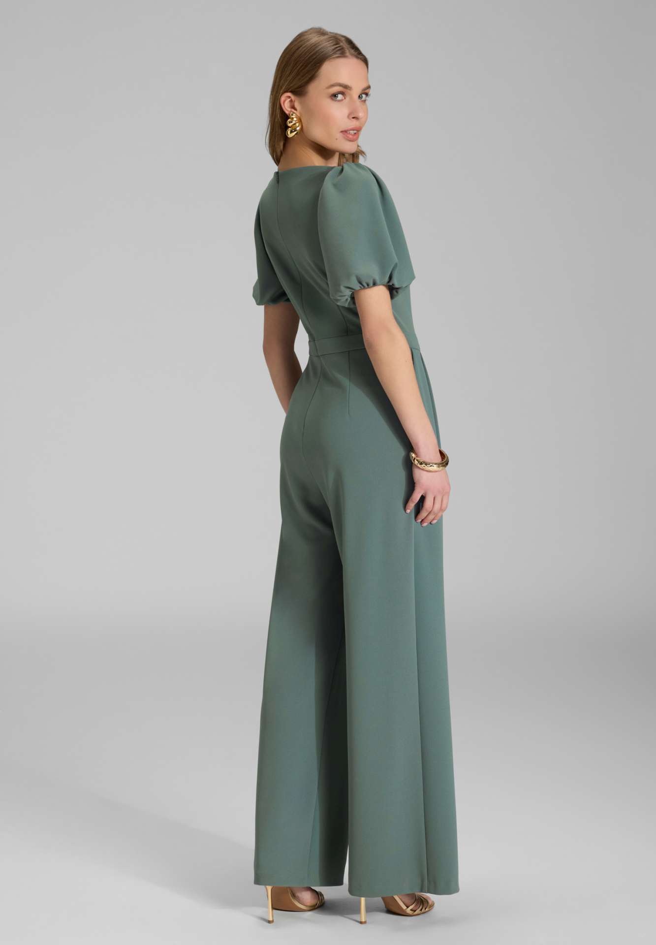 Jumpsuit aus Crepe Jersey mit Ballonärmeln