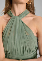 Abendkleid aus Mesh und Spitze mit verschiedenen Bindemöglichkeiten