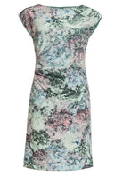 Etui Kleid aus floral bedrucktem Scuba mit Drapierung
