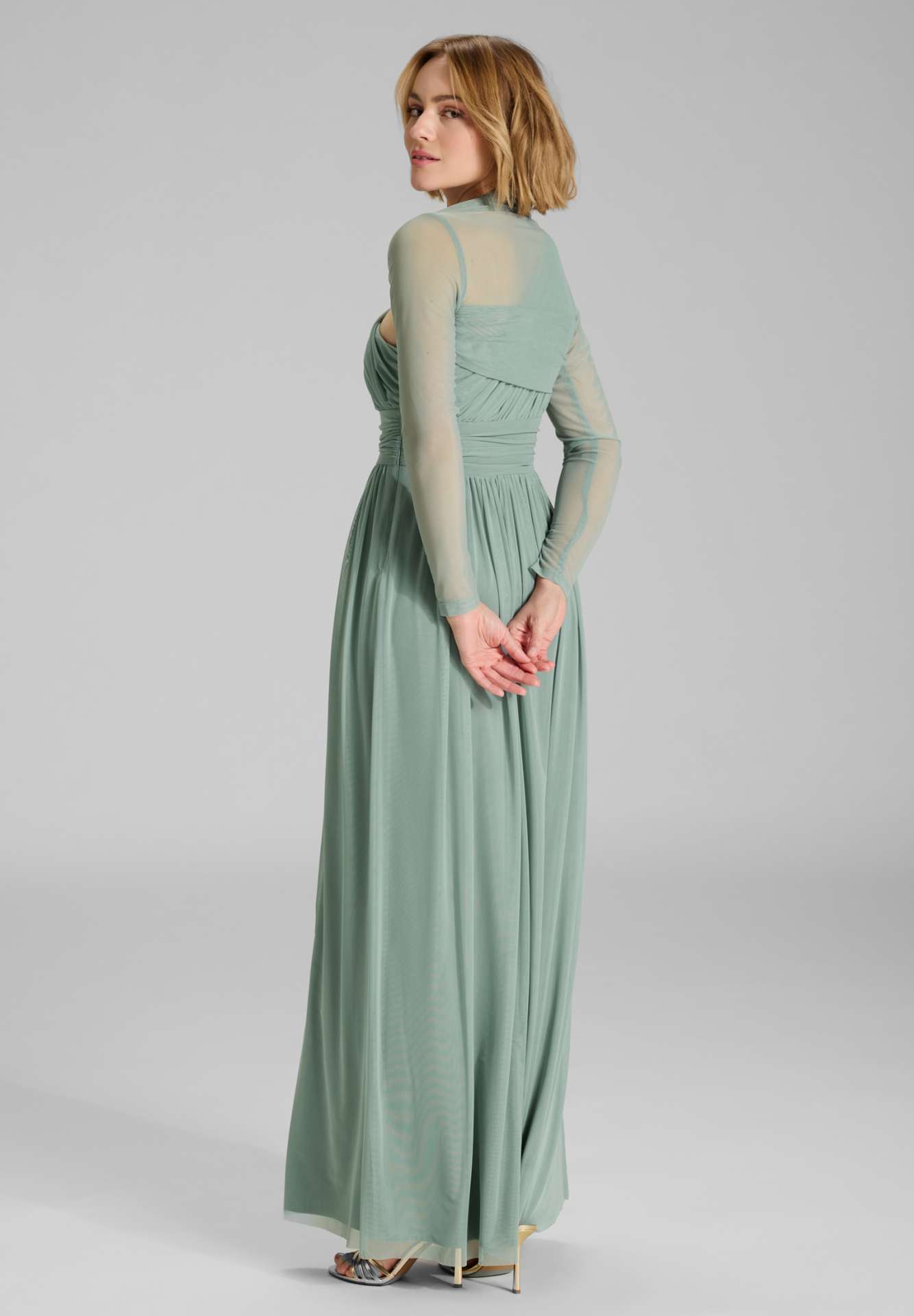 Bolero aus Mesh mit Raffblende