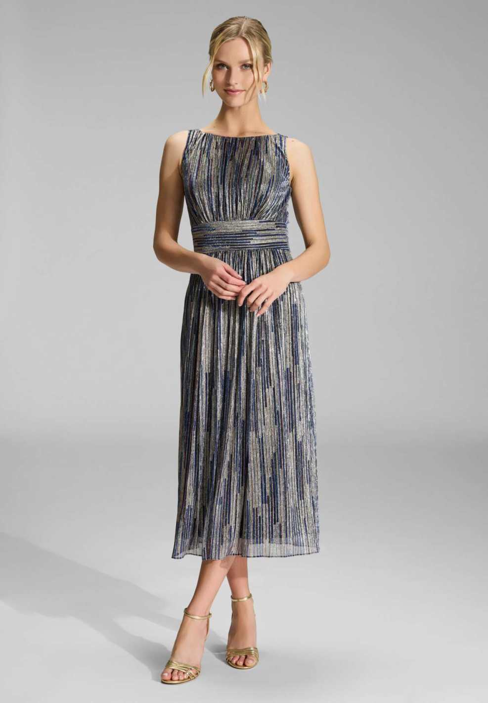 Cocktailkleid aus Plissee navy multi