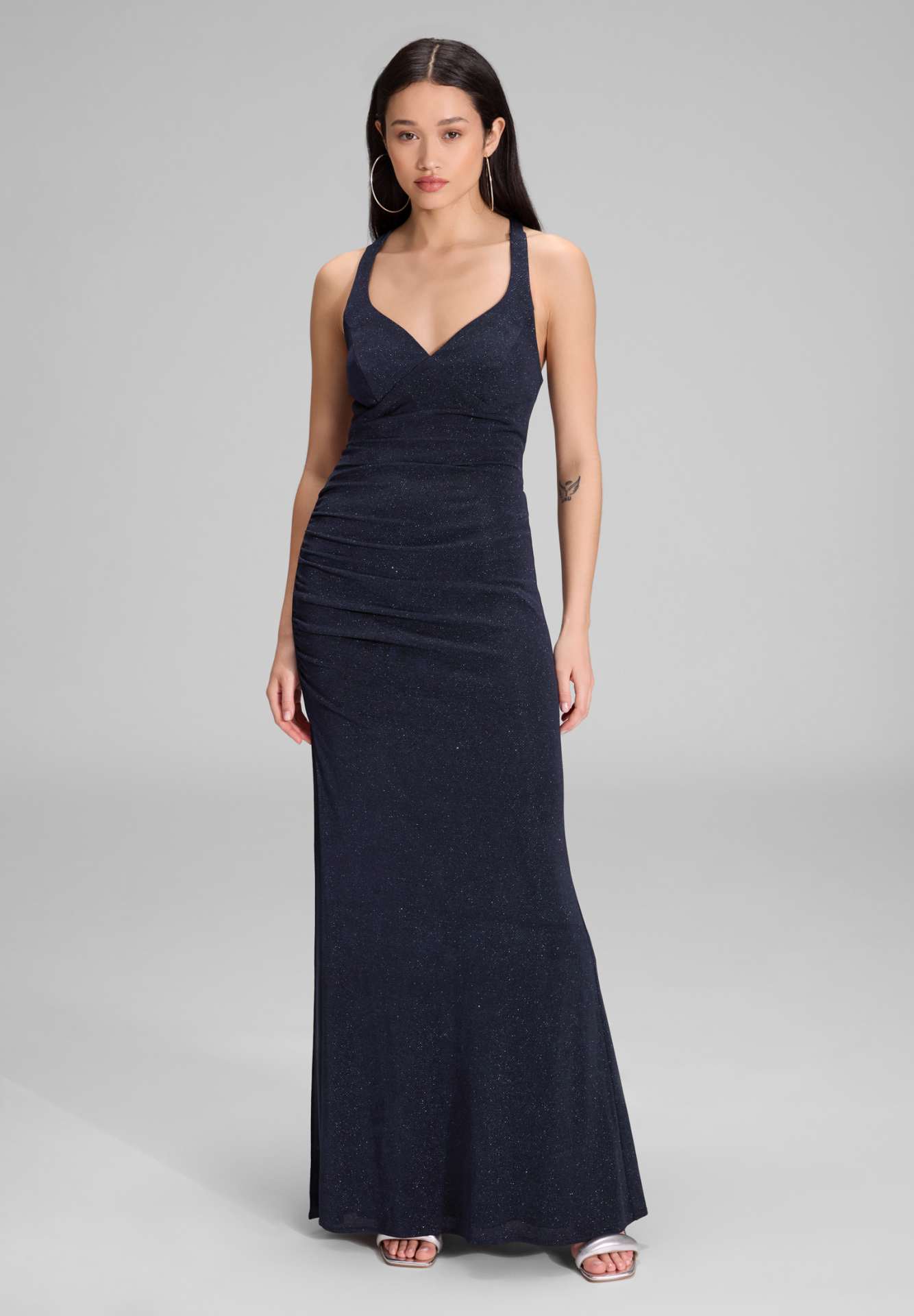 Bodycon-Kleid mit Schimmereffekt navy