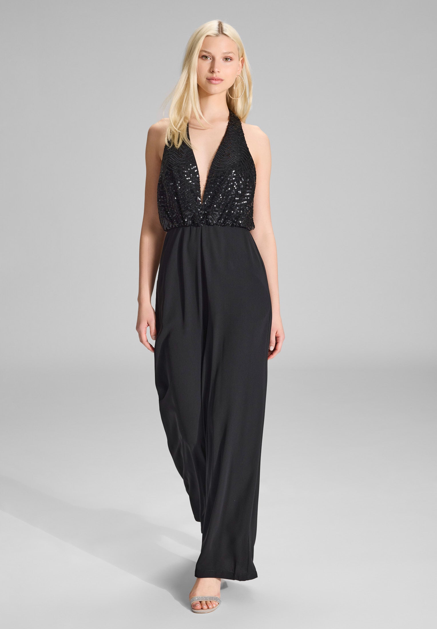 Jumpsuit mit besticktem Top aus Paillette black