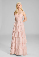 Volantkleid aus Chiffon rose