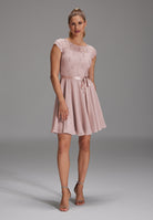 Cocktailkleid mit Spitzenoberteil und Chiffon Rock peach blush