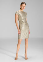 Cocktailkleid aus foliertem Jersey gold